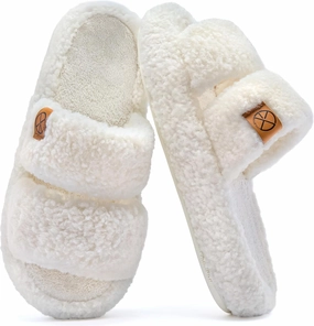 Women's House Slippers Open Toe Indoor Slippers Memory Foam House Shoes with Soft Fleece