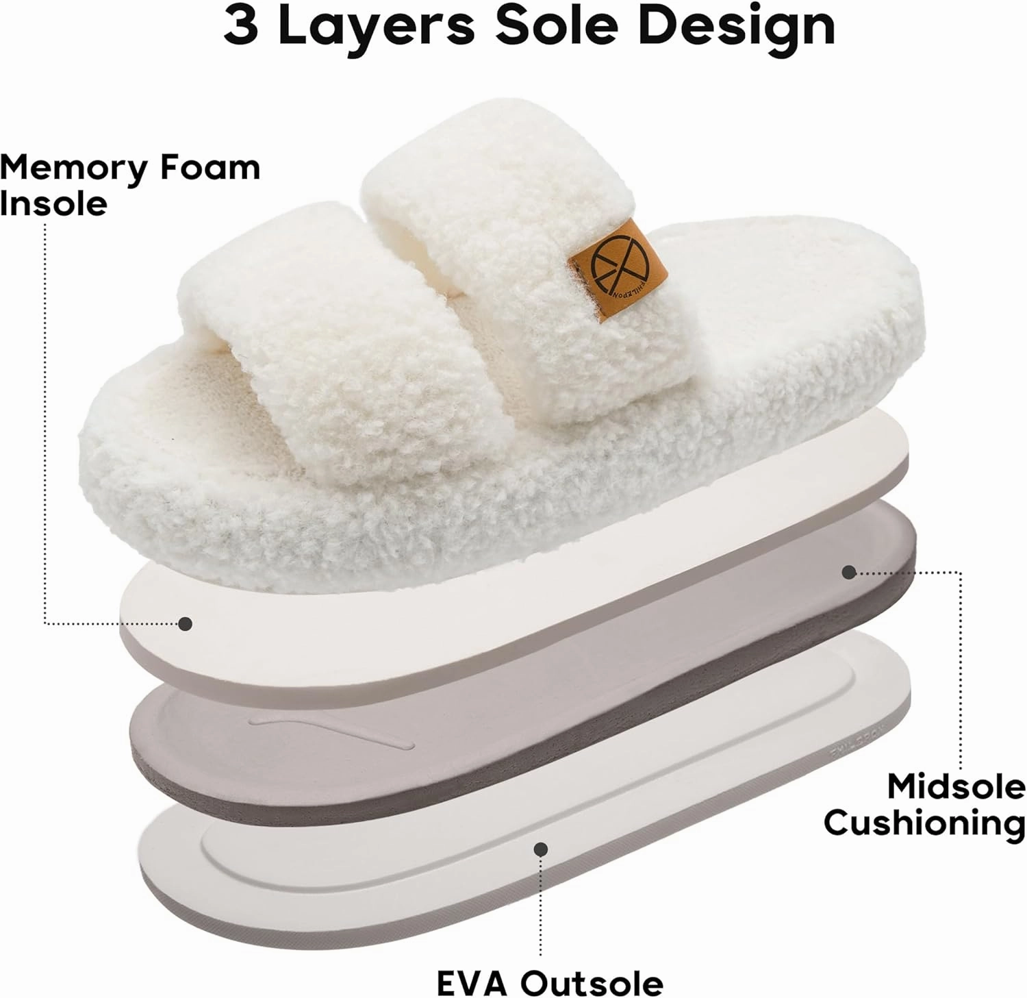 Women's House Slippers Open Toe Indoor Slippers Memory Foam House Shoes with Soft Fleece