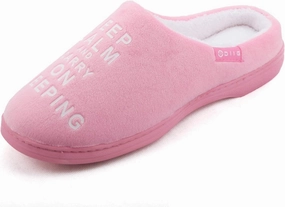 Women's Memory Foam Slippers Comfort Fuzzy Plush/Coral Fleece Lined Pink/Grey/Black House Shoes with Anti-Skid Sole, Indoor&Outdoor