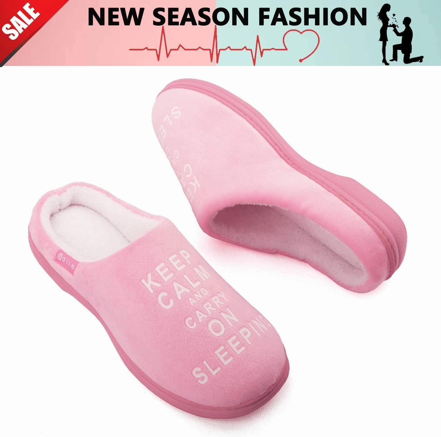 Women's Memory Foam Slippers Comfort Fuzzy Plush/Coral Fleece Lined Pink/Grey/Black House Shoes with Anti-Skid Sole, Indoor&Outdoor