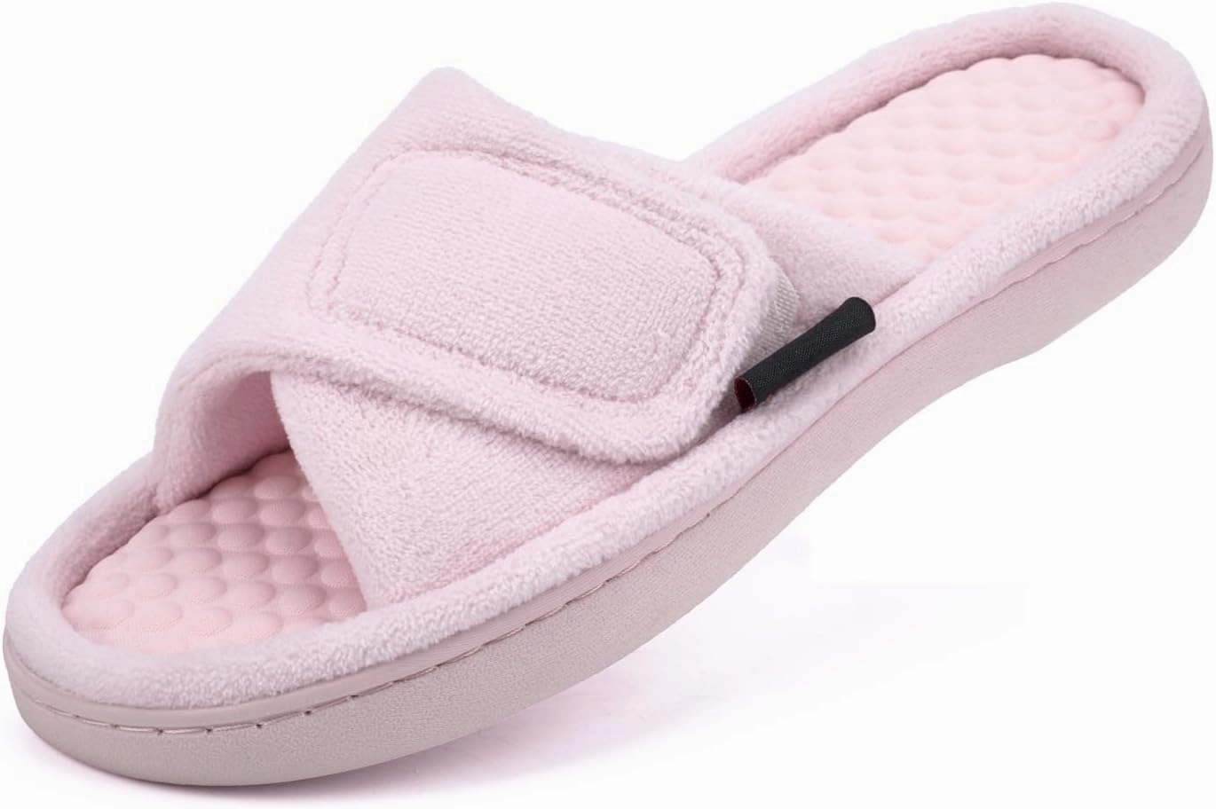 Women’s Orthotic Arch Support Slippers | Adjustable Hook-and-Loop Closure, Memory Foam, Foot Massage Beads, Non-Slip Rubber Sole | Plantar Fasciitis Relief | Indoor/Outdoor Comfort