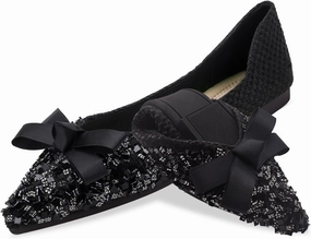 Women's Pointed Rhinestone Flat Shoes Glitter Flowers Wedding Comfortable Dress Shoes