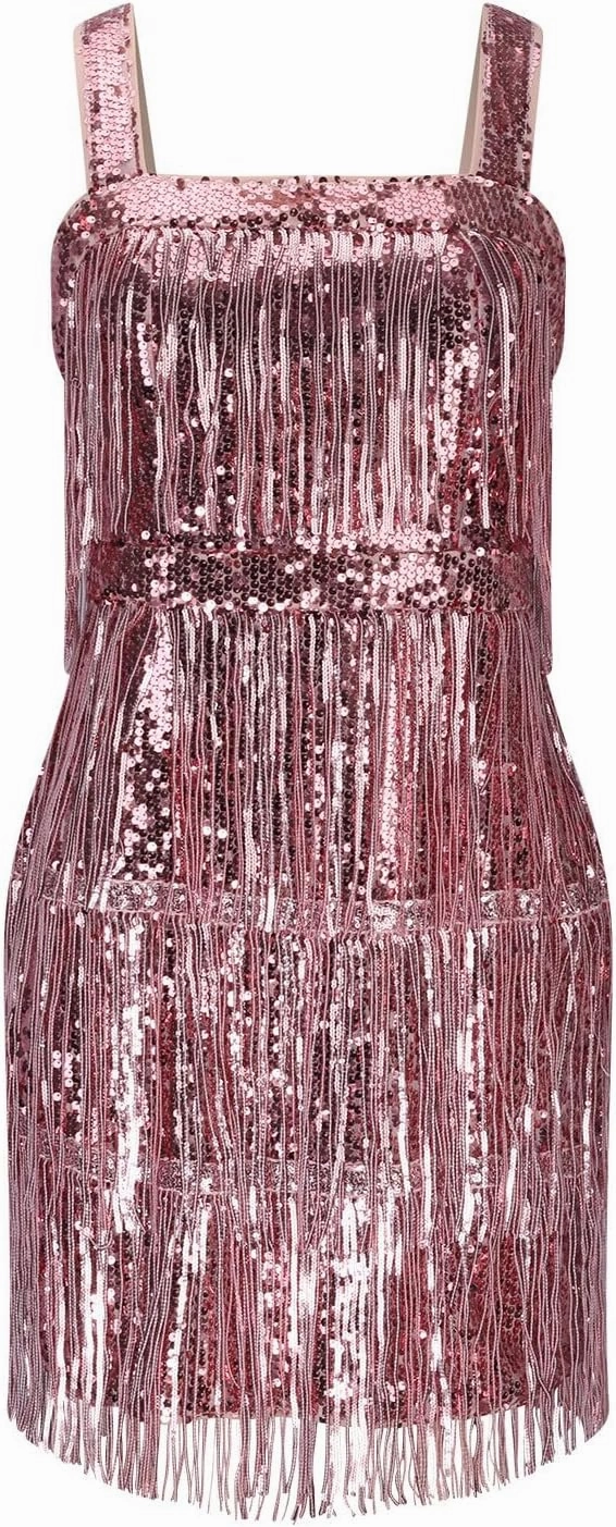 Women's Sparkly Sequin Tassels Fringe Dress V Neck Spaghetti Straps Bodycon Country Concert Outfits Party Clubwear