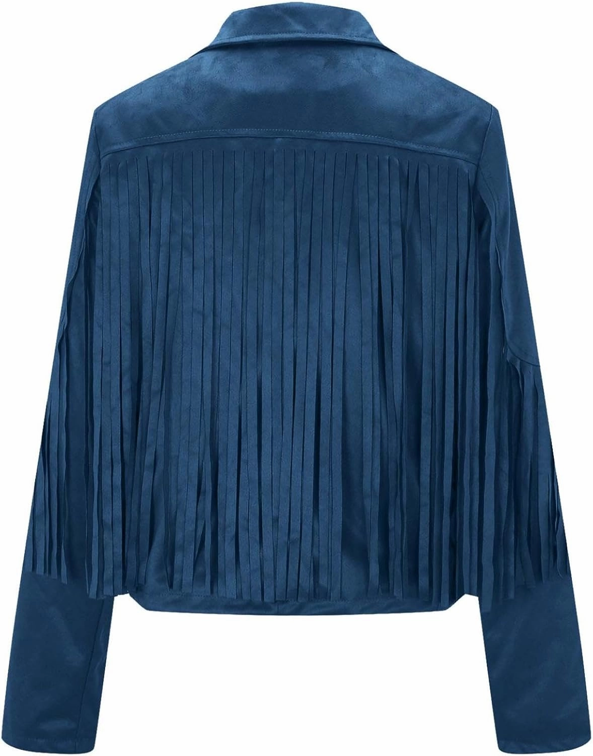 Women's Suede Fringe Jacket Trendy Long Sleeve Leather Coat Fashion Cropped Jacket Western Outfits with Tassel