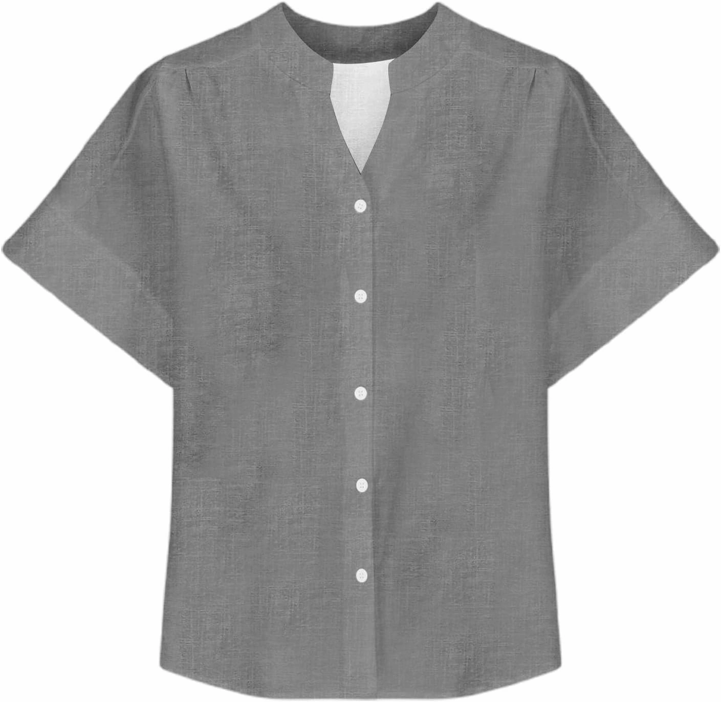 Women's Summer Casual T Shirts Short Sleeve Casual Button Down Shirts Soft Fashion Cotton Blouses Tops with Pocket