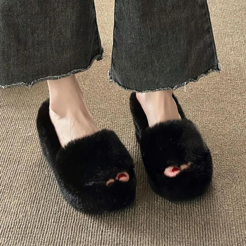 Women's Warm Home Slippers Autumn Winter Wedge Slippers Woman Home Fur Slippers for Women Platform Slides Indoor Shoes