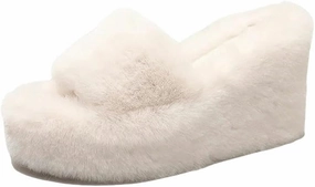 Women's Warm Home Slippers Autumn Winter Wedge Slippers Woman Home Fur Slippers for Women Platform Slides Indoor Shoes