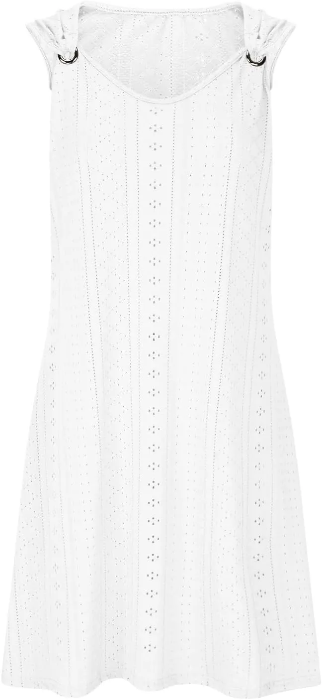 Women's Casual Dresses Fashion O Ring Sleeveless V Neck Dress Outfits Soft Lightweight Hawaiian Summer Sundresses