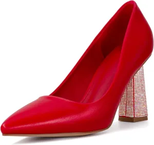 Women's Closed Pointed Toe Pumps Chunky Block High Heel Dress Office Party Wedding Shoes for Women