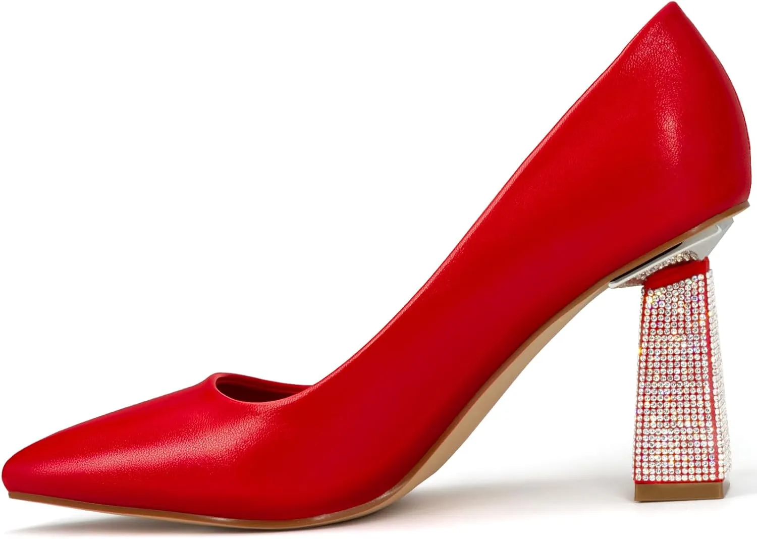 Women's Closed Pointed Toe Pumps Chunky Block High Heel Dress Office Party Wedding Shoes for Women