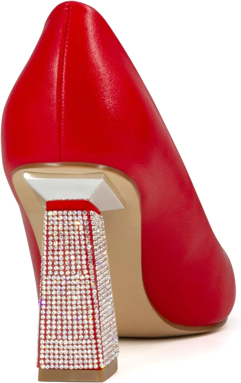 Women's Closed Pointed Toe Pumps Chunky Block High Heel Dress Office Party Wedding Shoes for Women
