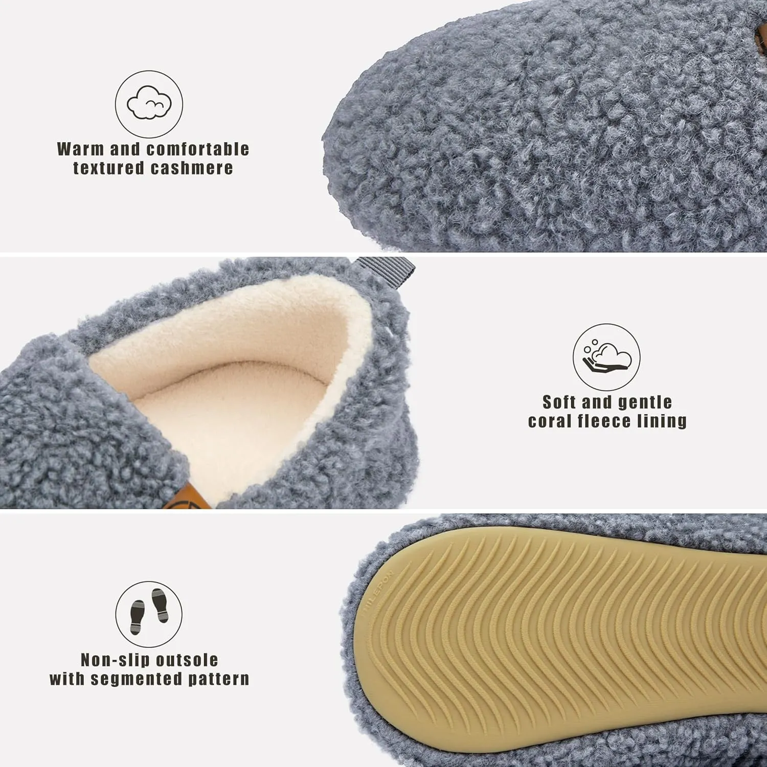 Women's House Slippers Lightweight Memory Foam House Shoes Cozy Closed Back Slippers with Curly Fleece for Indoor Outdoor
