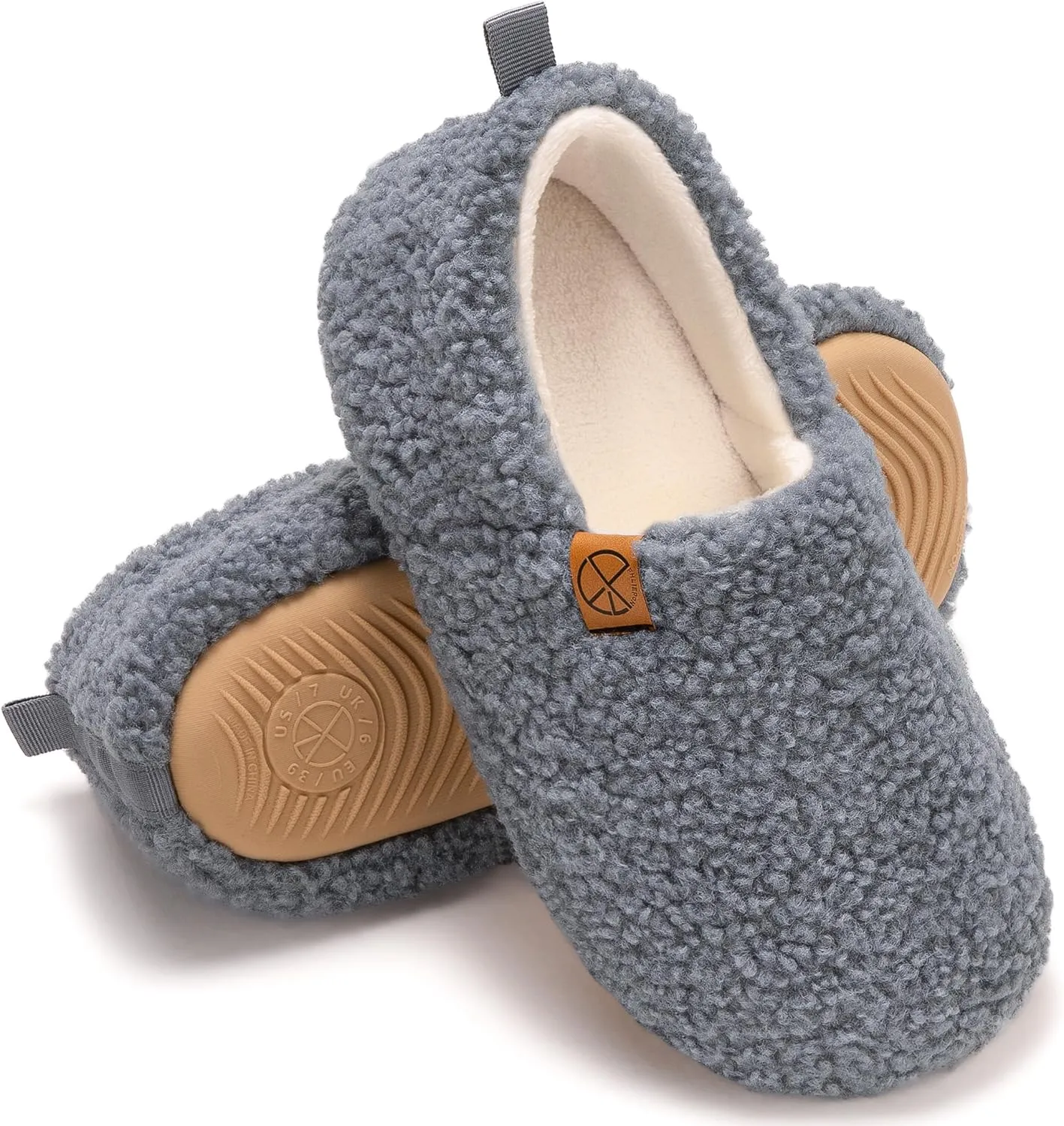 Women's House Slippers Lightweight Memory Foam House Shoes Cozy Closed Back Slippers with Curly Fleece for Indoor Outdoor