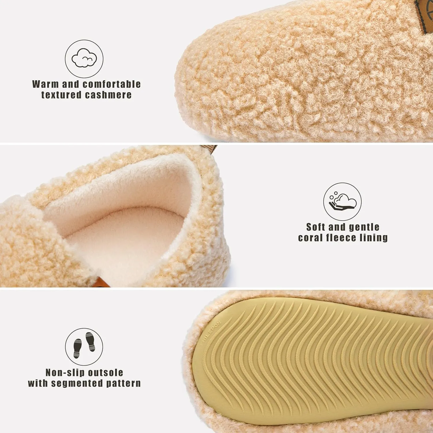 Women's House Slippers Lightweight Memory Foam House Shoes Cozy Closed Back Slippers with Curly Fleece for Indoor Outdoor