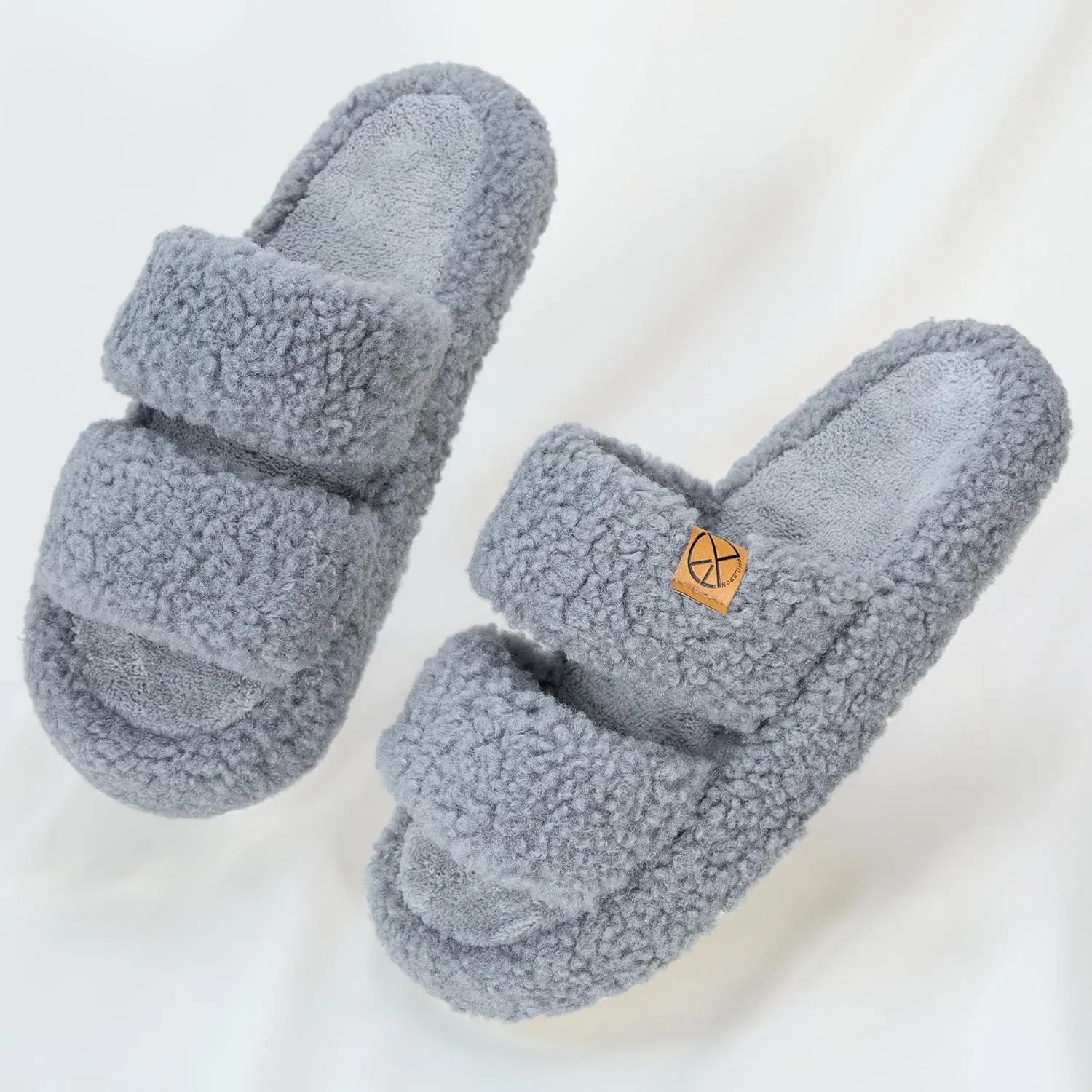 Women's House Slippers Open Toe Indoor Slippers Memory Foam House Shoes with Soft Fleece