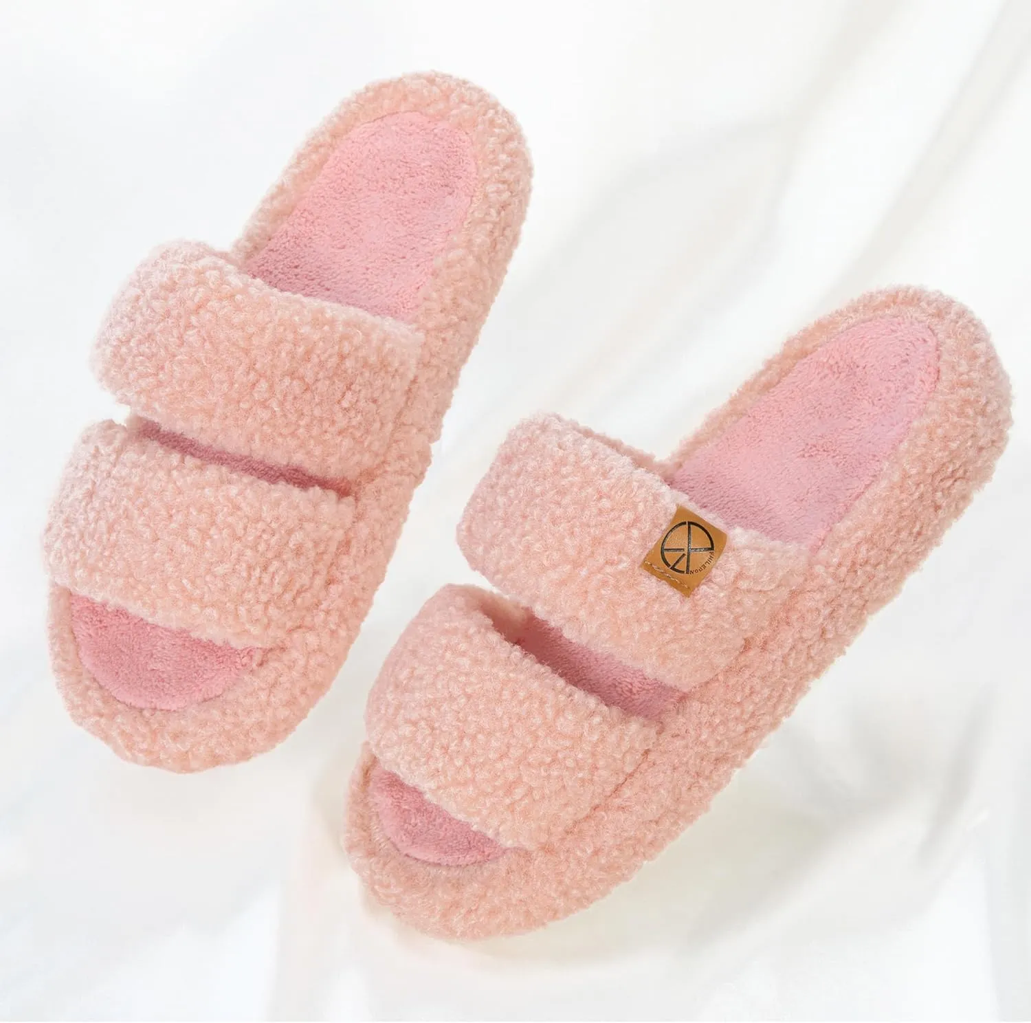 Women's House Slippers Open Toe Indoor Slippers Memory Foam House Shoes with Soft Fleece