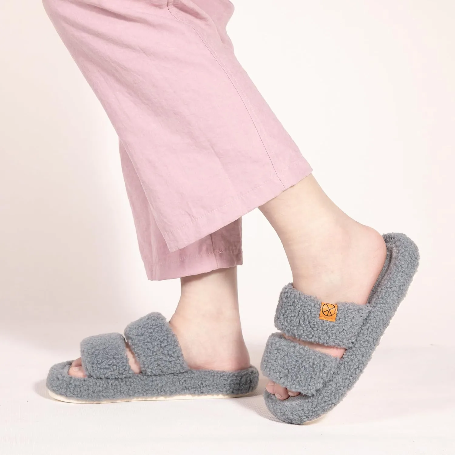 Women's House Slippers Open Toe Indoor Slippers Memory Foam House Shoes with Soft Fleece
