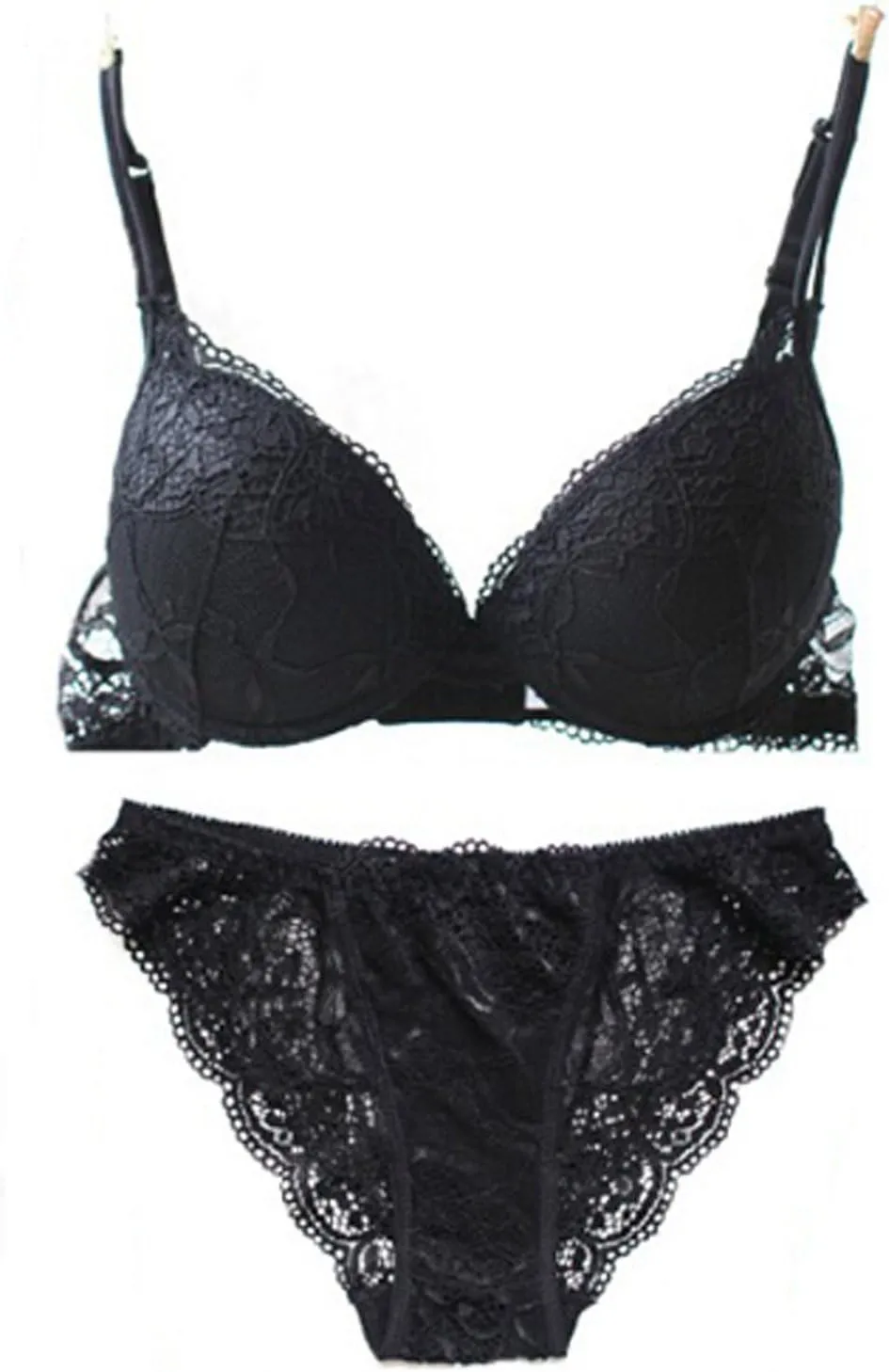 Women's Lumiere Lace Push Up Embroidery Bras Set Lace Lingerie Bra and Panties