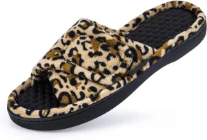 Women’s Orthotic Arch Support Slippers | Adjustable Hook-and-Loop Closure, Memory Foam, Foot Massage Beads, Non-Slip Rubber Sole | Plantar Fasciitis Relief | Indoor/Outdoor Comfort