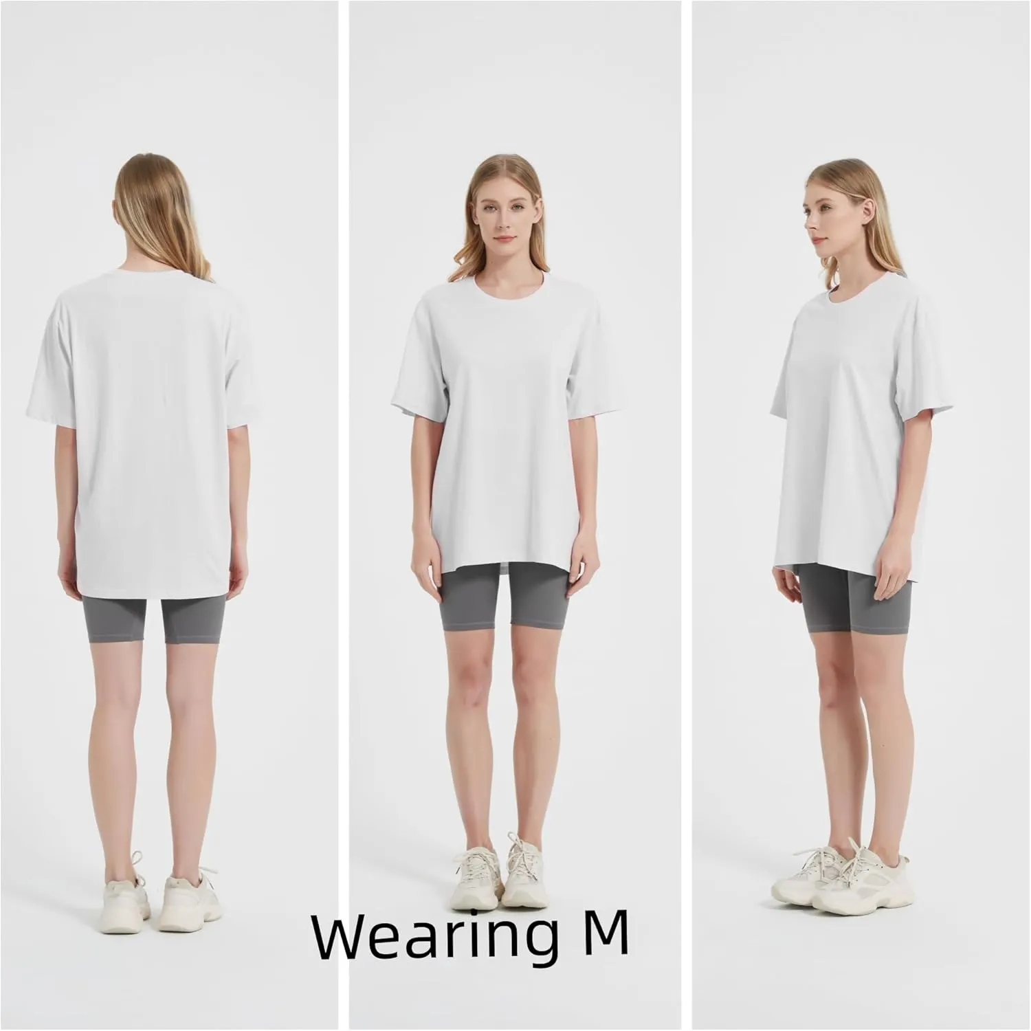 Womens Oversized Boyfriend Tee Shirts Short Sleeve Trendy Crew Neck Loose Workout Tee Casual Summer Tops Cotton