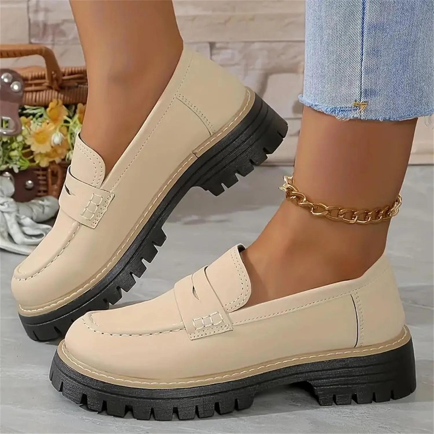 Womens Platform Chunky Penny Loafer Lug Sole Slip Comfortable Suede Dress Work Office Business Casual Shoes