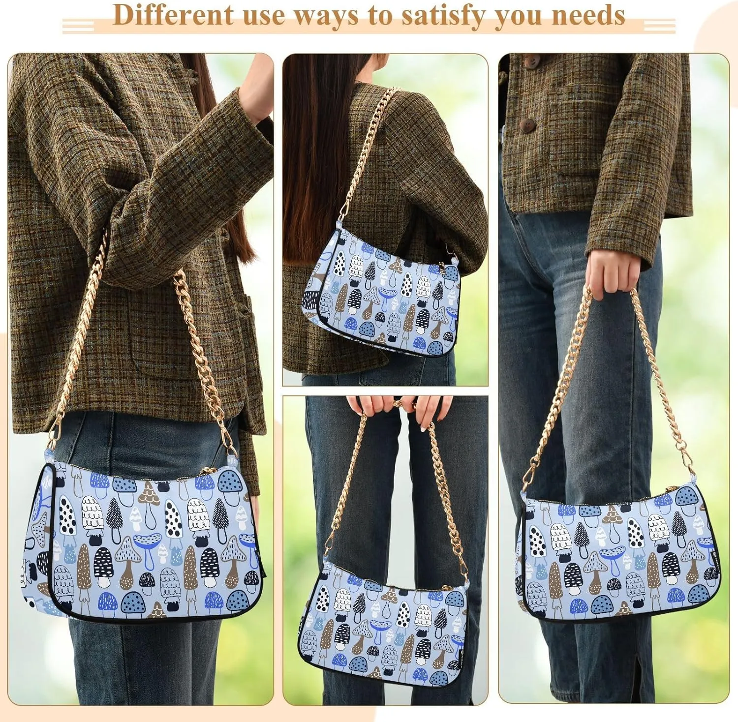 Women's Shoulder Handbags Chain Shoulder Brace for Women Bag Cute Pattern Ladies Vacation Handbags Tote Purse,Multi1