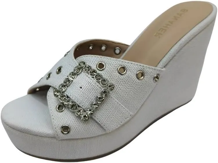 Women's Wedge Heels, White, Black, Pink, Beige and Red