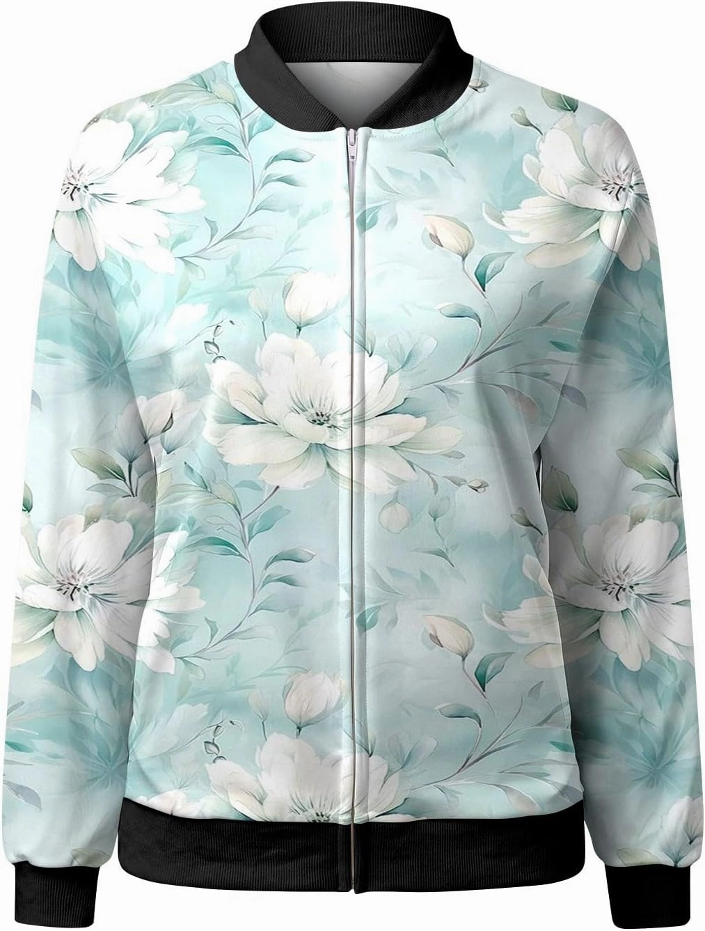 Womens Bomber Jacket 2024 Casual Coat Fall Trendy Lightweight Zip Up Long Sleeve Outerwear Windbreaker with Pocket