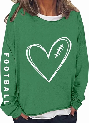 Womens Football Sequin Y2k Sweatshirt Lover Gift Loose Casual Long Sleeve Sweatshirt Tops Football Rugby Game Day