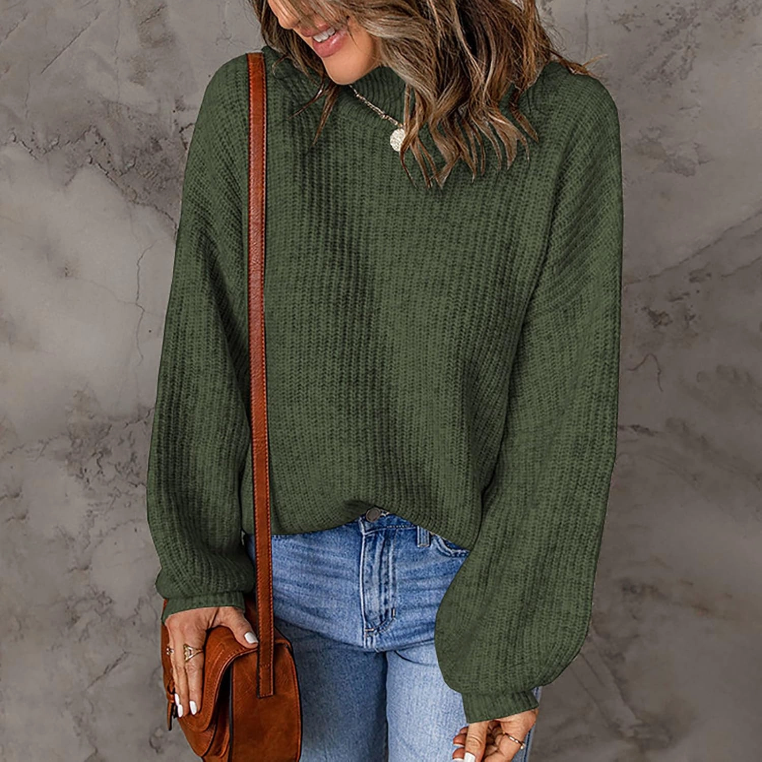 Womens Long Sleeve Loose Sweater Trendy Cable Knit Sweaters Soft Casual Warm Pullovers