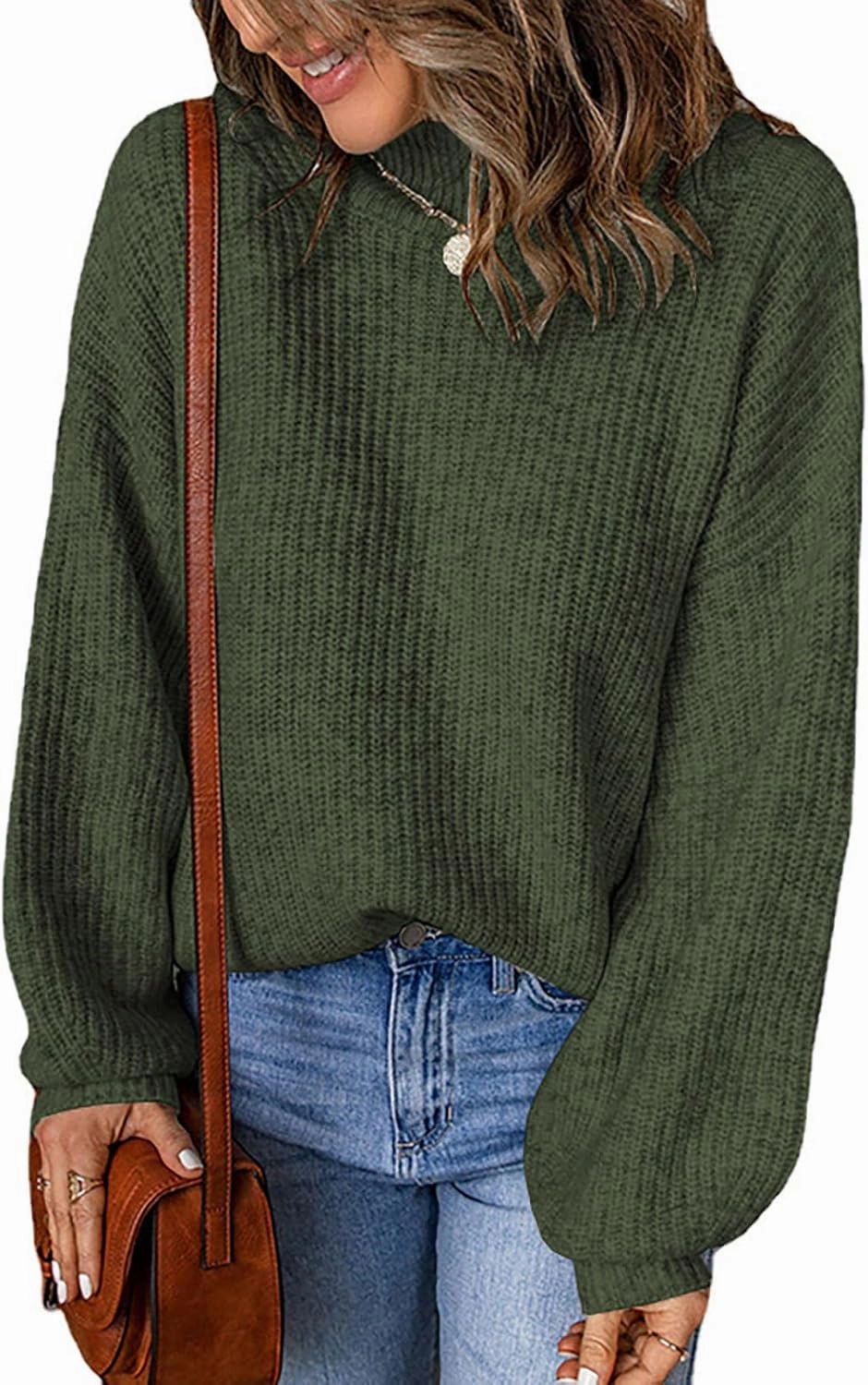 Womens Long Sleeve Loose Sweater Trendy Cable Knit Sweaters Soft Casual Warm Pullovers