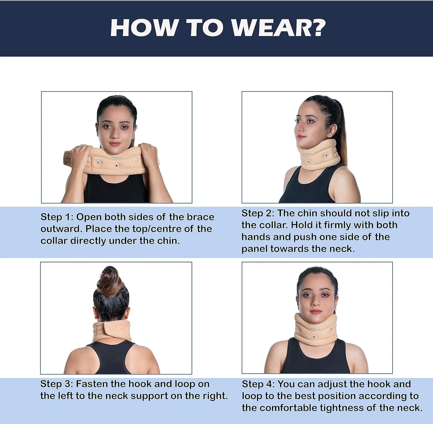 Wonder Care Soft Foam Neck Brace Cervical Collar, Adjustable Collar Neck Support, Soft Neck Collar Neck Brace for Pain and Support for Women and Men (Beige, Large, 3.5" Depth)