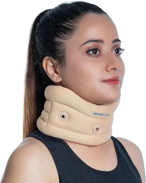 Wonder Care Soft Foam Neck Brace Cervical Collar, Adjustable Collar Neck Support, Soft Neck Collar Neck Brace for Pain and Support for Women and Men (Beige, Large, 3.5" Depth)