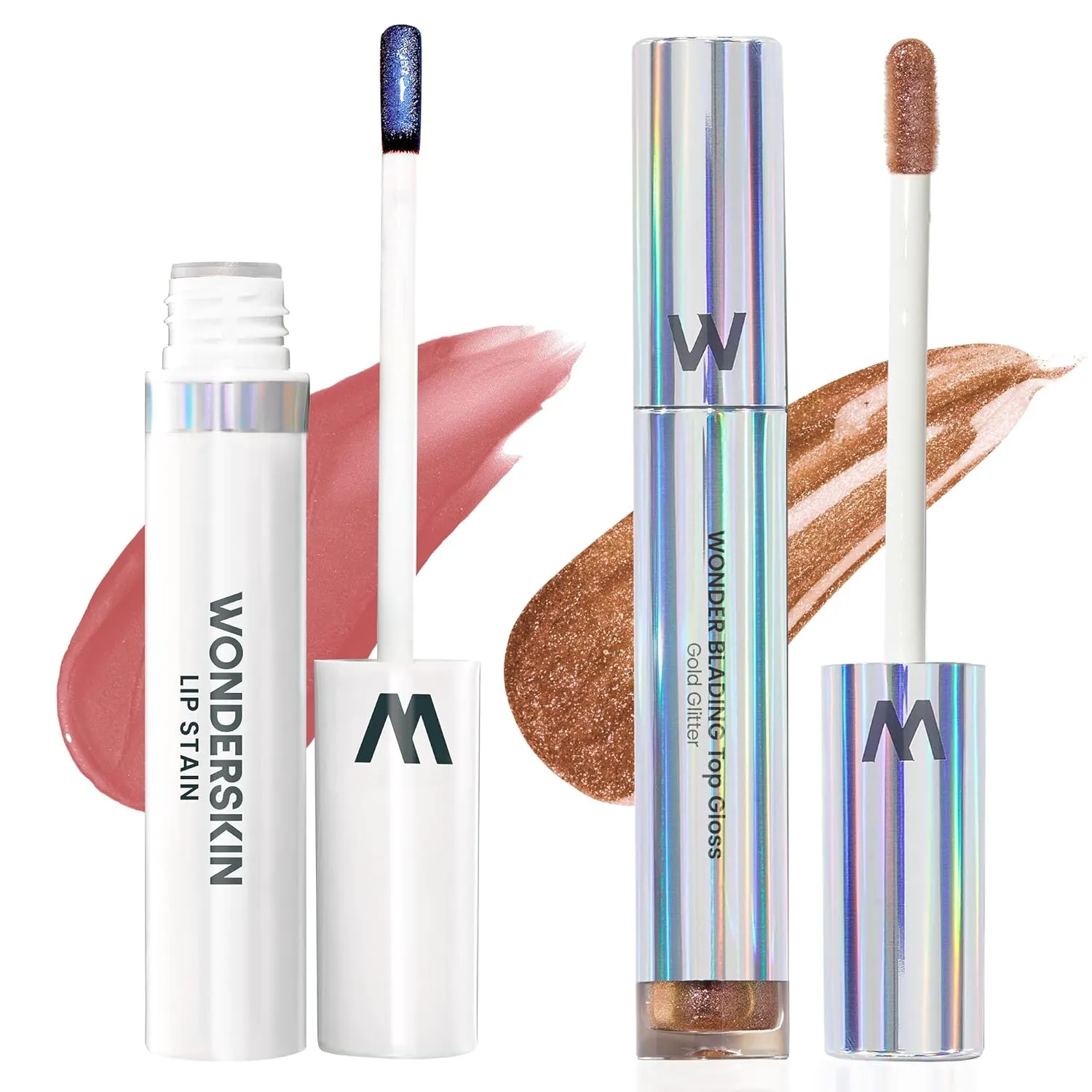 Wonderskin Wonder Blading Lip Stain Peel Off Masque (Whimsical) with Gold Glitter Lip Gloss