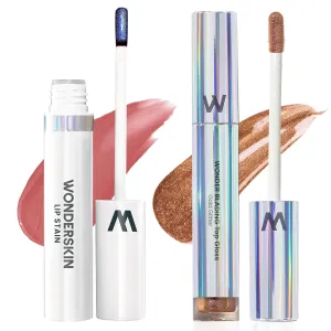 Wonderskin Wonder Blading Lip Stain Peel Off Masque (Whimsical) with Gold Glitter Lip Gloss