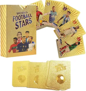 World Cup Star Soccer Cards 2024-2025 - 55 Shimmering Gold, Gift-Ready Soccer Trading Cards Set, No Dupes, Collector's Edition for Fans