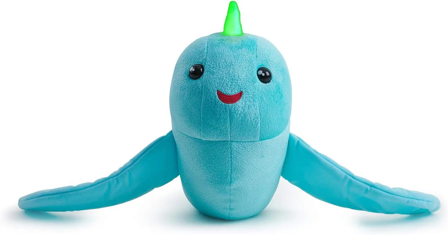 WowWee Fingerlings Hugs - Nikki (Blue Glitter) - Interactive Plush Narwhal
