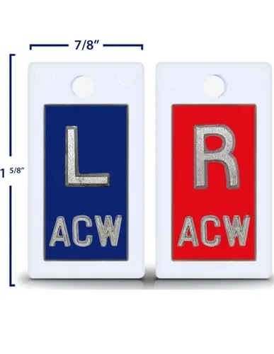 X-Ray Markers (Plastic) - Blue/Red Glitter, Left & Right Set, 1/2" Lead Letters "L" & "R"