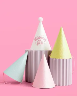 xo, Fetti Birthday Party Hats - Fits Adult   Child - Pastel Rainbow Bday Party, Glitter Birthday Girl, Magical, Paper Party Crowns,