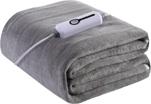 YAKEE Electric Mattress Pad Twin Szie 39''x75'', Soft Colar Fleece with 4 Heating Levels, 10-Hour Auto Shut Off, Fast Heating, Deep Pocket Bed Topper Fit Up to 21", Machine Washable, Grey