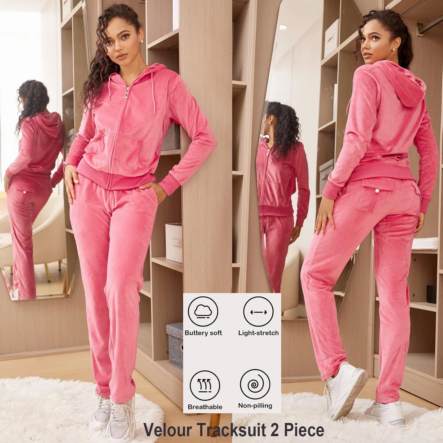 Yasumond Velour Tracksuit Womens 2 Pieces Joggers Outfits Jogging Sweatsuits Set Soft Sports Sweat Suits Pants