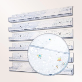 YMVV 15" Nail Polish Rack Wall Mounted Shelf with Iridescent Star Shaped Glitters Sequin Inside,Clear Acrylic Nail Polish Organizer for Nail Techs,Great Display for Salons Retailers（6 Pack）