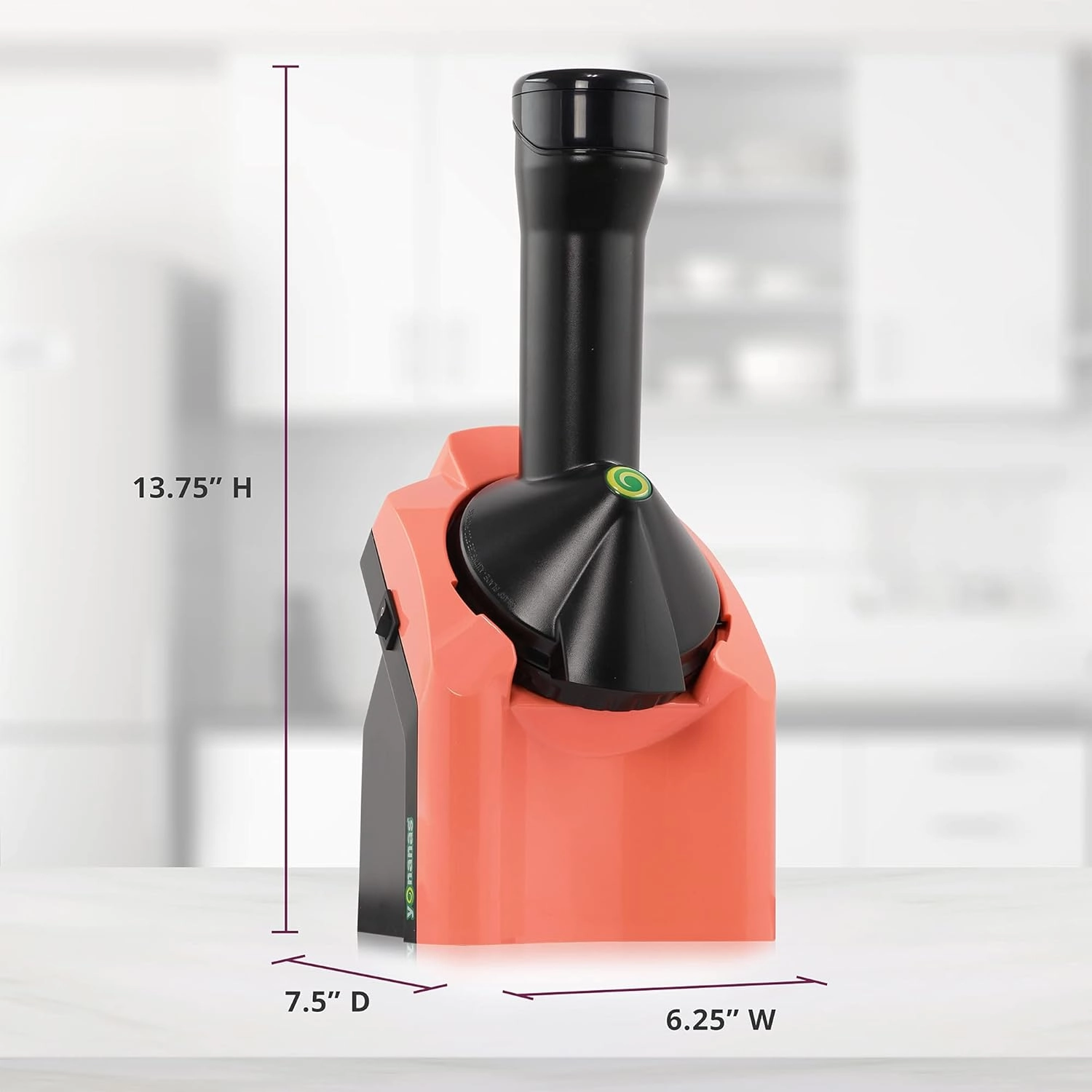 Yonanas 902CR Classic Vegan Non-Dairy Frozen Fruit Soft Serve Dessert Maker, BPA Free, Includes 36 Recipes, 200 Watts, Coral