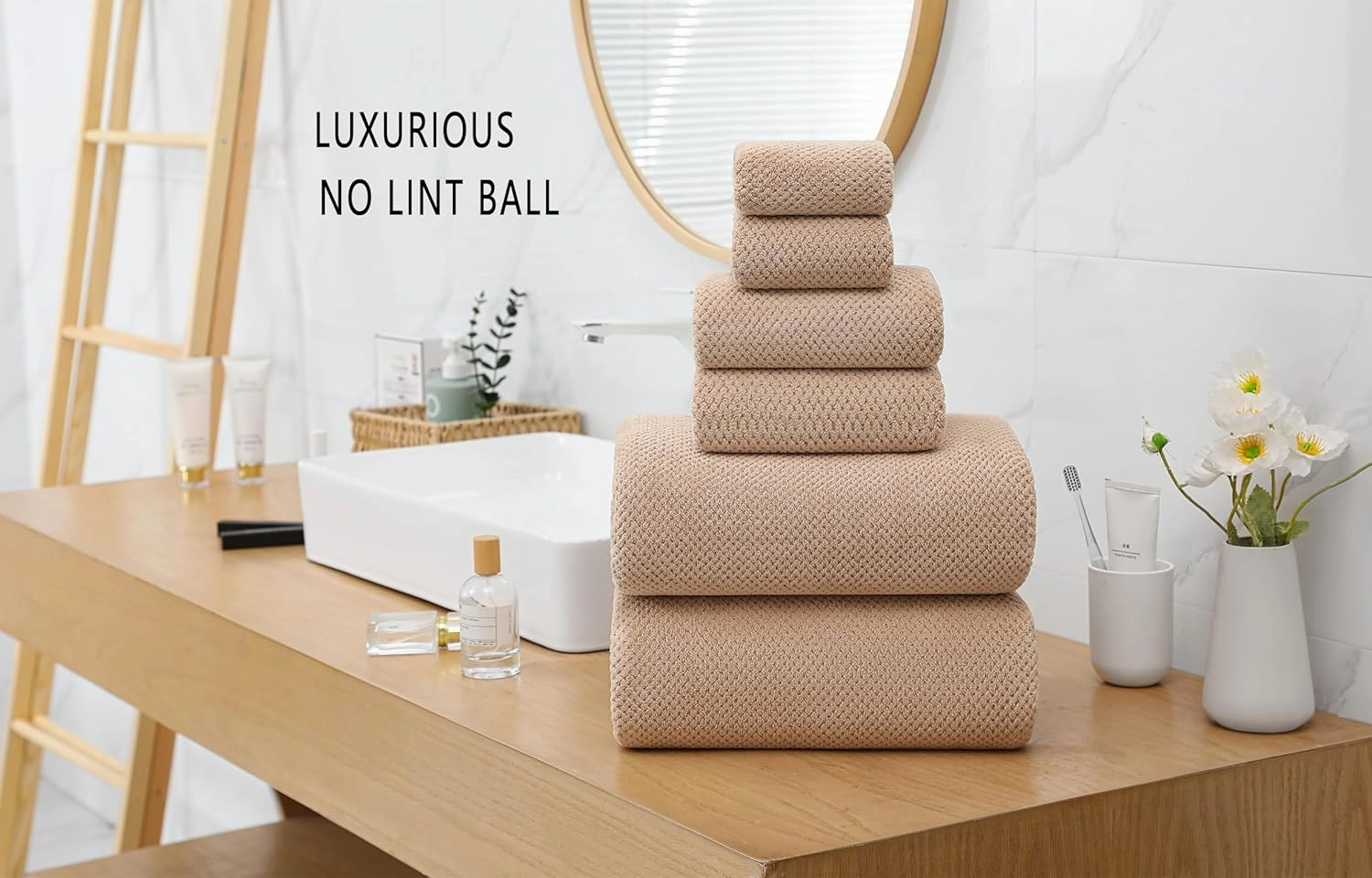 YTYC Towels,39x78 Inch Oversized Bath Sheets Towels for Adults Luxury Bath Towels Extra Large Sets for Bathroom Super Soft Highly Absorbent Microfiber 80% Polyester (Beige,2 Piece)