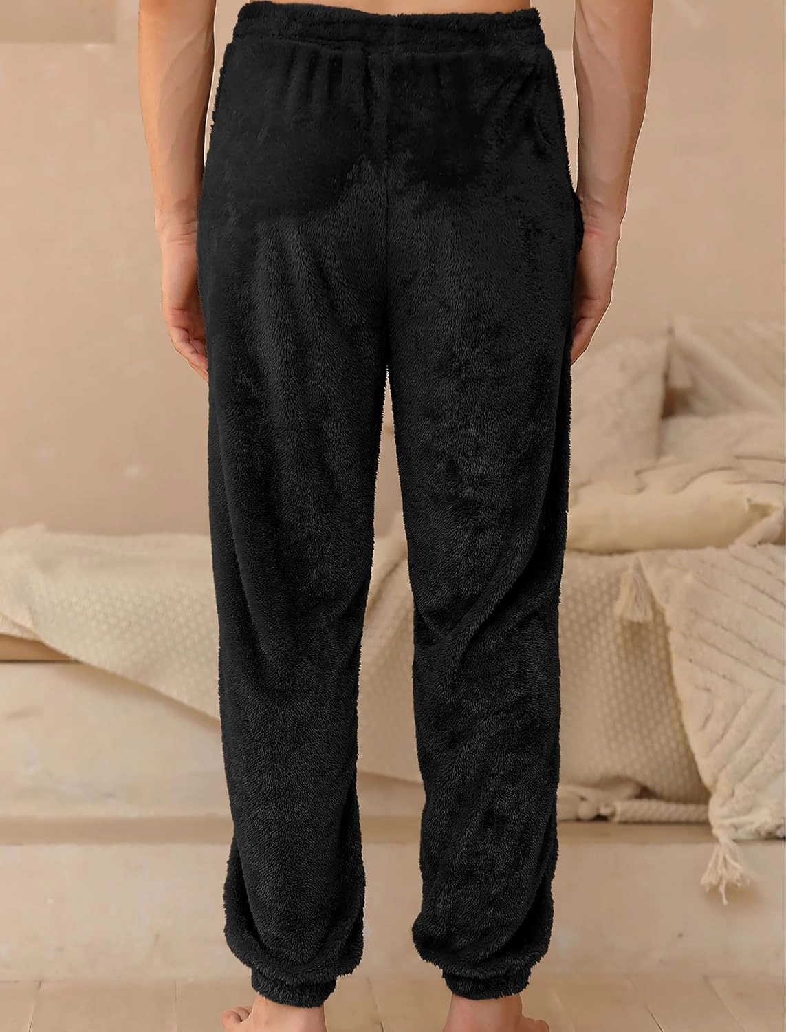 ZAFUL Men’s Fluffy Teddy Beam Feet Plush Fuzzy Warm Pajama Pants Sleepwear Loungewear Trouser with Pockets