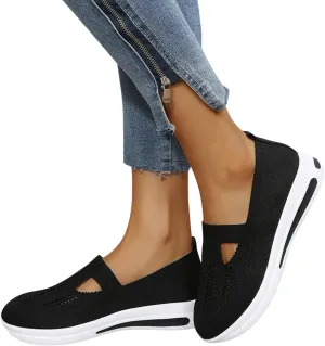 ZBYY Women's Comfort Walking Shoes,Summer Breathable Knitted Lightweight Slip On Sneaker Working Casual Nurse Sneakers