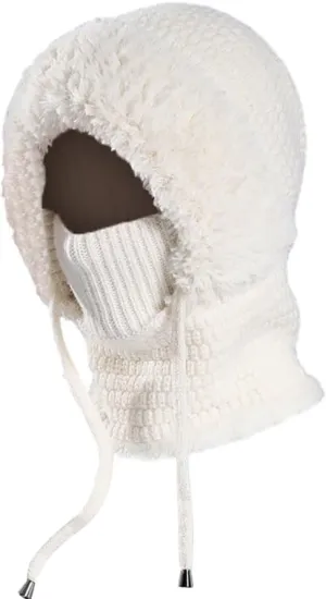 Zcargel 3 in 1 Women's Winter Hat, Women Balaclava Hat 55cm-60cm Warm Neck Warmer Sets Thick Soft Knitted for Outdoor Skiing