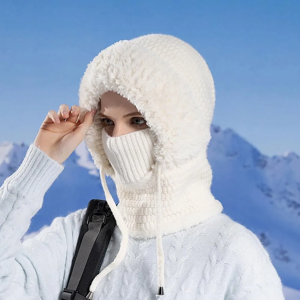 Zcargel 3 in 1 Women's Winter Hat, Women Balaclava Hat 55cm-60cm Warm Neck Warmer Sets Thick Soft Knitted for Outdoor Skiing