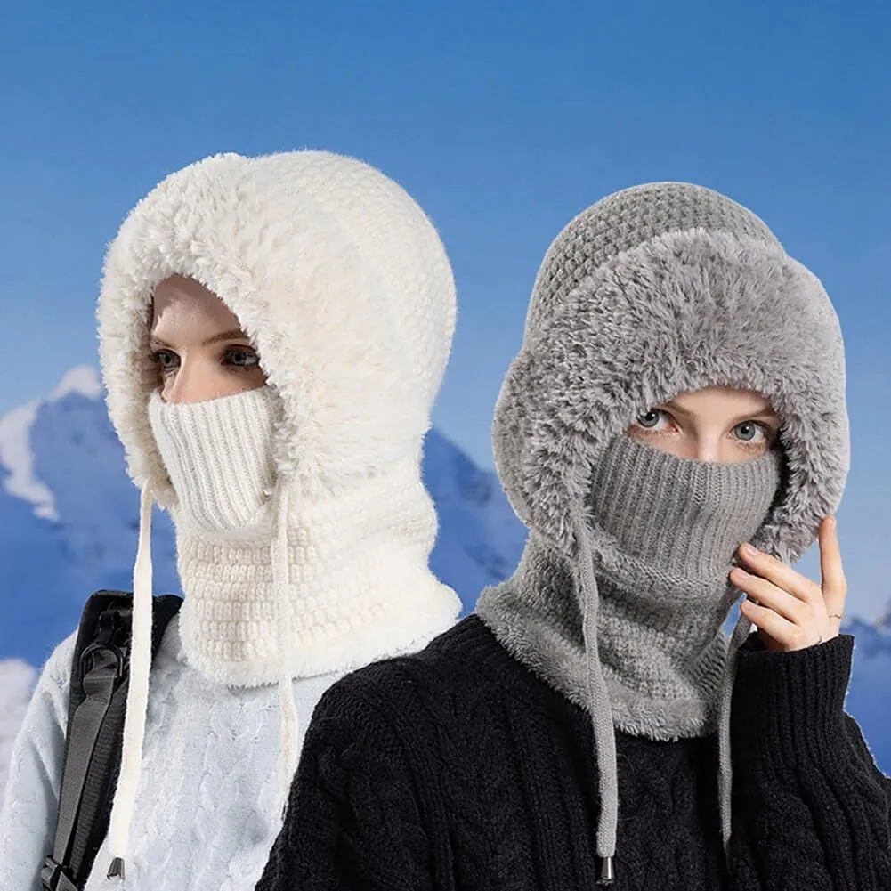 Zcargel 3 in 1 Women's Winter Hat, Women Balaclava Hat 55cm-60cm Warm Neck Warmer Sets Thick Soft Knitted for Outdoor Skiing