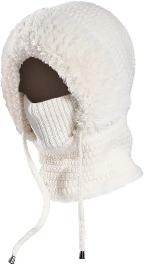 Zcargel 3 in 1 Women's Winter Hat, Women Balaclava Hat 55cm-60cm Warm Neck Warmer Sets Thick Soft Knitted for Outdoor Skiing